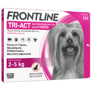 Frontline Tri-Act Chiens 2-5 kg 3 Pipettes (Exp 01/24)