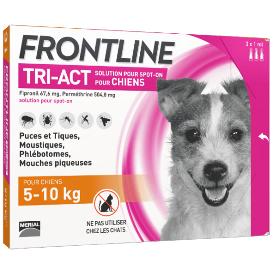 Frontline Tri-Act Chiens 5-10 kg 3 Pipettes de 1 ml