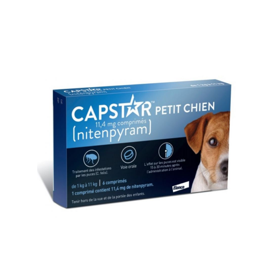 Capstar (11.4mg) comprimés anti-puces petits chiens 1 à 11 Kg