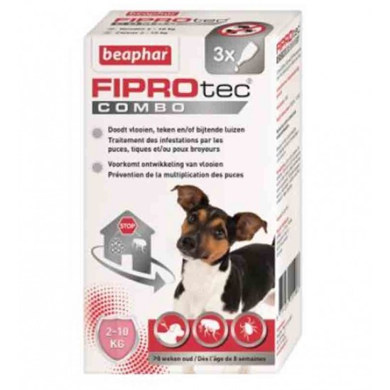 FIPROTEC COMBO 67 mg/60,3 mg Solution pour spot-on petit chien (2 à 10 Kg) 3 Pipettes/0,67ml
