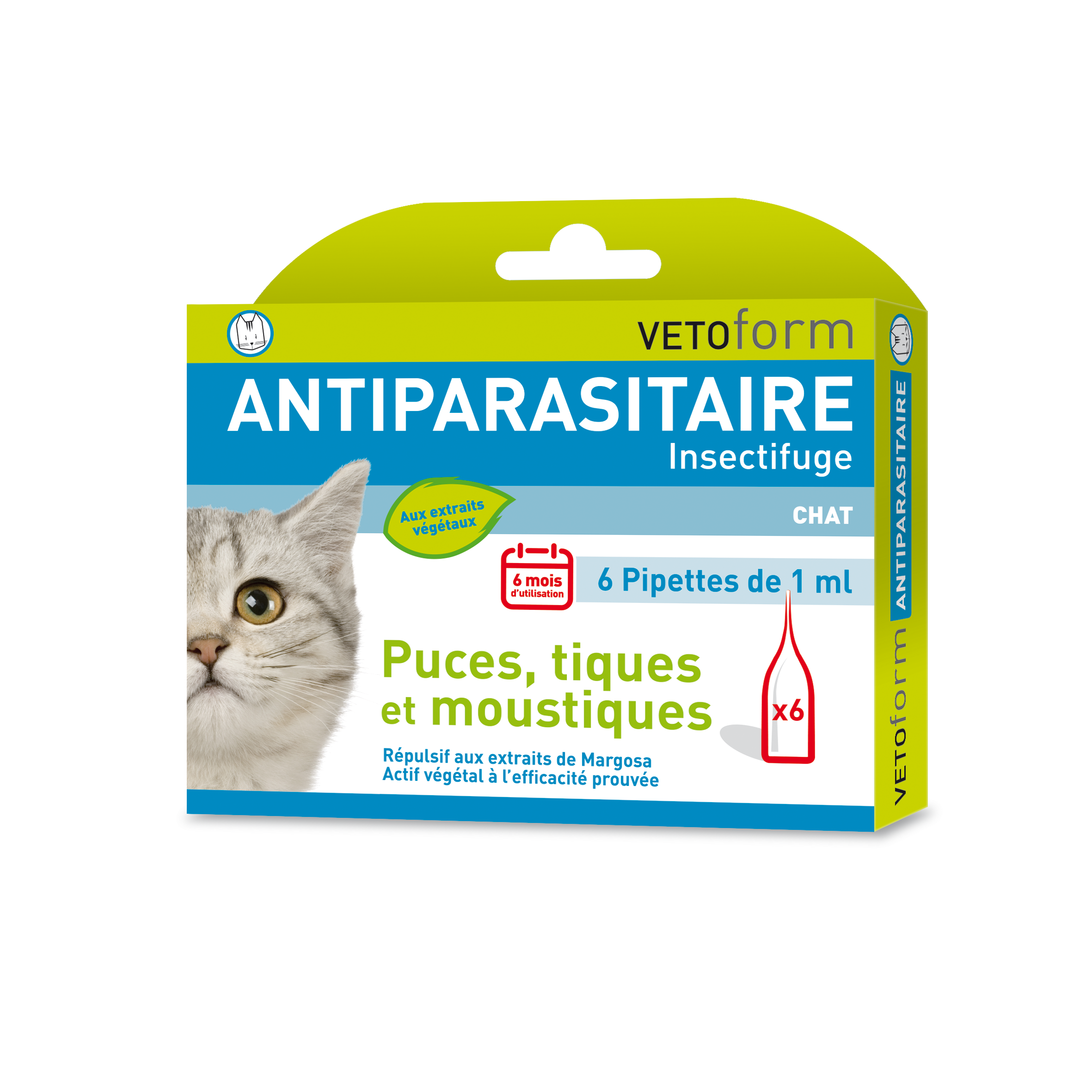 Antiparasitaire Insectifuge Naturel Chat 6 Pipettes De 1 Ml Veto Best