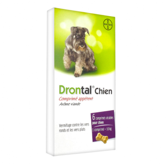 Drontal - vermifuge bayer pour chien goût viande 6 comprimés