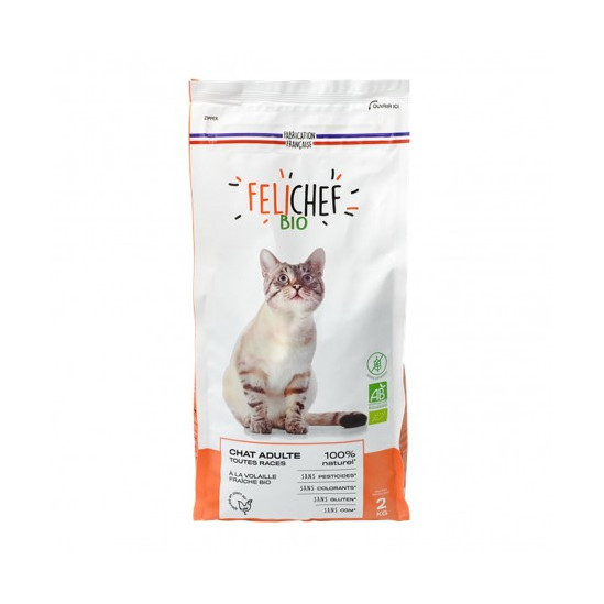 FELICHEF - Croquettes pour chat sans céréales BIO - Chat Adulte 2 kg