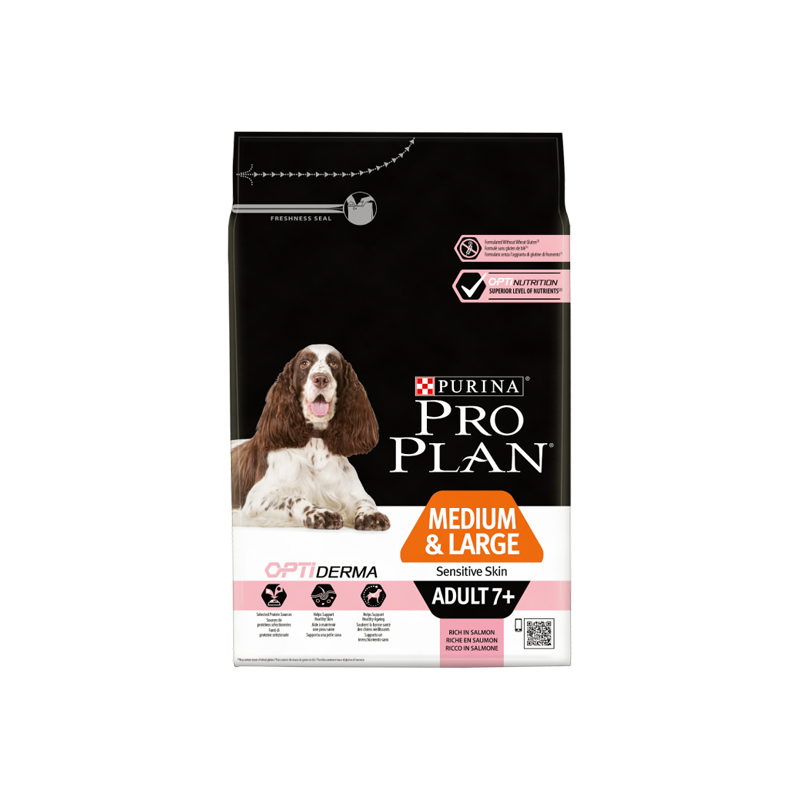 Purina pro plan chien medium & large adult 7+ optiderma saumon 14kg