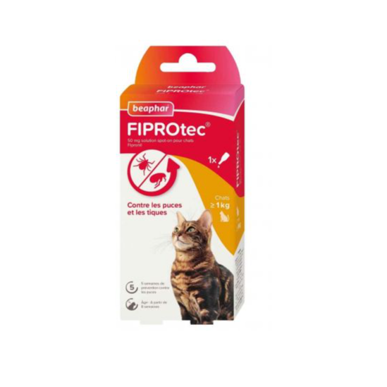 Beaphar Fiprotec 50 mg Solution pour spot-on chat plus de1kg 1 pipette
