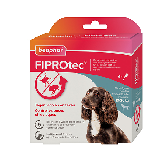 Beaphar Fiprotec 134 mg Solution Spot-on Chiens (10-20kg) 4 pipettes
