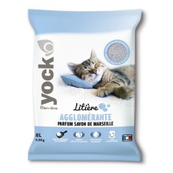 Yock Litière Minérale Agglomérante – 8 L – Parfum Savon de Marseille