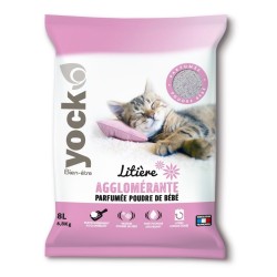 YOCK Bien-être – Litière Minérale Agglomérante Parfumée Poudre de Bébé – 8 L