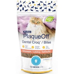 Proden PlaqueOff Dental Croq' Spécial Chat au Saumon - Santé Dentaire de Votre Chat - 60g