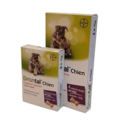 DRONTAL P CHIEN BONE (BOEUF) Vermifuges vers plats et ronds