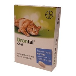 DRONTAL CHAT - comprimées secables contre les verts ronds ou plats