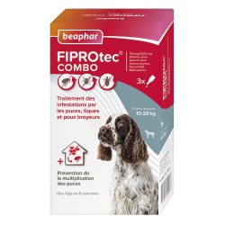 Beaphar FIPROTEC COMBO Chiens Moyens – Pack de 3 pipettes