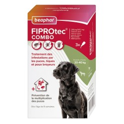 Beaphar FIPROTEC COMBO 268 mg / 241,2 mg Grands Chiens – Pack de 3 pipettes